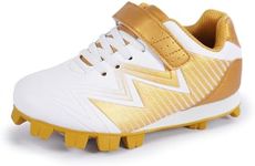 Sooneeya Molded Baseball Cleats Boys Outdoor Softball Cleat Girls Low Top Athletic Shoes Gold Size 1.5 M US Little Kid