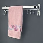 Gloxy Enterprise 24 Inch Wall Mounted Stainless Steel Bathroom Towel Hanger - Space-Saving - Durable Bathroom Accessories and Fittings - Easy Installation- (24 Inch, Chrome, Foldable)