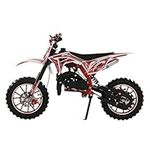 Saterkali 49cc 2-Stroke Mini Dirt Bike for Kids, Kid Gas Powered Dirt Bike, Hand-Pull Start, Off-Road Motorcycle Gas Pocket Bike with Front Rear Disc Brakes, Racing for Teens Max Speed 40 KM/H