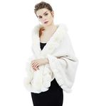 Faux Fur Shawl Wrap Bridal Cape Bridesmaids Stole Lambs Wool Shrug Winter Wedding with Fur Trim