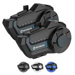 Moman Motorcycle Intercom, H2 Pro【2 Pack Carbon Fiber】 Motorbike Helmet Communication System up to 1000M with DSP&CVC Noise Cancellation FM Music Share, Motorcycle-Intercom-Headset-Helmet-Motorbike