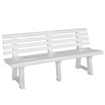 CASARIA® Orchidea Garden Bench | 3 Seater | Durable Plastic Outdoor Furniture | Perfect for Garden Patio Deck or Balcony | Weather-Resistant | 145 cm | White