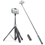 ATUMTEK 60" Selfie Stick Tripod, All in One Extendable Phone Tripod Stand with Bluetooth Remote 360° Rotation for iPhone and Android Phone Selfies, Video Recording, Vlogging, Live Streaming, Black