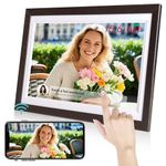Byybuo WiFi Digital Photo Frame 15.6 Inch - 1366 * 786 HD IPS Touch Screen Picture Frame Electronic, 32GB Memory, Auto Rotate, Wall Mountable for Sharing Photos and Videos Instantly via Uhale APP