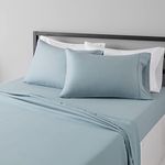 AmazonBasics Light-Weight Microfiber Sheet Set - Queen, Spa Blue