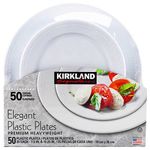 Kirkland Signature Elegant Plastic Plates Premium Heavy Weight Size ( 7.5"/10.25") 50 Count, 50 Count