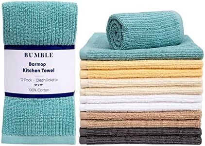 Bumble Deluxe Bar Towels | 16” x 19” Premium Bar Mop for Kitchen | Super Absorbent Kitchen Towels | 100% Cotton Heavy Weight 2-ply Yarn| Ribbed Weave (12 Pack) (Clean)