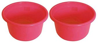 Kuber Industries 2 Pieces Unbreakable Plastic Multipurpose Bath Tub/Washing Tub 35 LTR (Red)-KUBMART11734