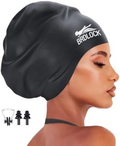 BRDLOCK Extra Large Swim Cap for Braids and Dreadlocks Swimming Cap for Women Long Hair Braids Dreads Locs Thick Curly Hair Waterproof Silicone Swim Caps Keep Your Hair Dry