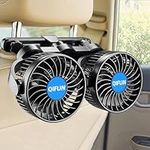 QIFUN Electric Car Fans for Rear Seat Passenger Portable Car Seat Fan, 4 Inches 12V Headrest 360° Rotatable Backseat Car Cooling Air Fan with Cigarette Lighter Plug for Vehicles, SUV, RV, Boat