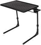 Table-Mate II Plus TV Tray Table - Folding Couch Trays for Eating, Portable Bed Dinner Adjustable TV Table with 3 Angles, Cup Holder, Black