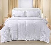 Utopia Bedding Seersucker Duvet Cover - King Size Duvet Cover Set with Pillowcases - Soft Microfibre Polyester Seersucker Bedding (White)