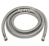 EZ-FLUID 1/4" Female Comp x 1/4" Female Comp x 6FT (72") Stainless Steel Braided Flexible Refrigerator Ice Maker Water Line Connector Kit, Fridge Flex Icemaker Water Supply Hose For Portable & Home.