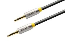 QualGear QG-ACBL-4FT OFC Copper, Gold Plated Contacts, 3.5mm Male to 3.5mm Male Premium Auxiliary Stereo Audio Cable - 4' Black