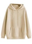 Veirdo® Cotton Polly Fleece Regular Fit Beige Solid Hoodie for Men (VH0423SYPL56_M)