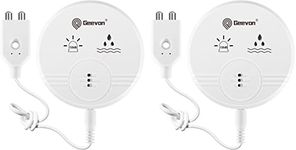 Geevon 2 Pack Water Leak Detectors, 135dB Water Leak Sensor Flood Detection Water Alarms for Basements, Bathrooms, Laundry Rooms, Kitchens, Garages, and Attics, Battery-Operated (Battery Included)