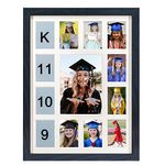 FramePro School Years Picture Frame K-12 Day Graduation Photo Collage Black Frame with Mat, Displays One 5x7 Photo and Twelve 2.5x3.5 Pictures