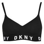 DKNY Women's Cozy Boyfriend Wirefree Pushup Bra Push, Opaque, Black/White, S