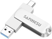 SANKESU Type C Flash Drive 128GB-3.1 USB C Drive Read Speed Up to 150MB/s, OTG Thumb Drive with Type A and Type C Ports, Flash Drive for Android Phone/PC/Laptop/Mac(Silver)