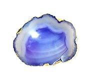 Jet International Gold Plated Agate Slice Coaster Indigo 4 inch Approx. Good Luck Happy Home Gemstone Saucer Geode Stone Cup Holder Table Decoration Home Healing Image is JUST A Reference