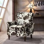 HULALA HOME Modern Wingback Accent Chair with Removable Cushion & Wood Legs, Comfy Upholstered Armchair with Nailhead Trim, Floral Pattern Single Sofa Chair for Bedroom Living Room, Cowhide