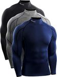 Neleus Men's 3 Pack Compression Long Sleeve Shirts,5059,Black/Grey/Navy Blue,US M,EU L