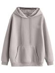 Veirdo® Cotton Polly Fleece Regular Fit Grey Solid Hoodie for Men (VH0423GYPL54_XL)