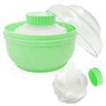 Storage Body Powder Container, Large 3.15" Fluffy Body After-bath Powder Case, Baby Care Face/Body Villus Powder Puff Box, Makeup Cosmetic Talcum Powder Container with Hand Holder (Green)