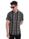 Majestic Man Slim Fit Cotton Casual Printed Shirt for Men (M, Black)