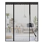 NGreen Double Door Magnetic Screen - Heavy Duty Mesh Curtain with Full Frame Velcro and Powerful Magnets that Snap Shut Automatically for Patio, Sliding, French Door (72x80)