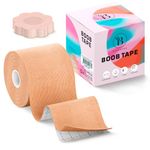 BLOOMORA Boob Tape Essential – 2” Wide Boobtape - Silicone Nipple Covers - Body Tape for Breast Lift - Breast Lift Made for Fuller Support - Strapless Bra Alternative - Beige