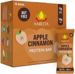 AMRITA Apple Cinnamon Vegan Protein Bars – 15g Plant-Based Protein – Gluten, Soy, Peanut & Dairy-Free – High Fiber, Low Sugar Meal Replacement Bars – Ideal Breakfast, Snack, or Energy Boost