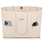 HOMESPON Large Canvas Tote Bag for Women Everything Bag with Pockets and Laptop Sleeve (Beige)