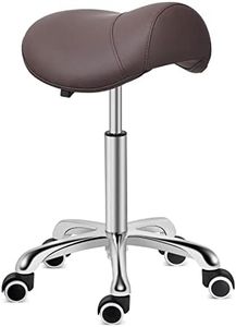 Kaleurrier Saddle Stool Rolling Swivel Height Adjustable with Wheels,Heavy Duty Anti-Fatigue Stool,Ergonomic Stool Chair for Lab,Clinic,Dentist,Salon,Massage,Office and Home Kitchen (Coffee)