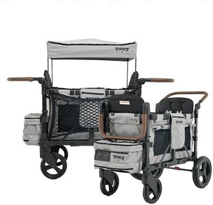 Keenz XC EVO - Luxury 2 Passenger Stroller Wagon for Kids | Foldable 2 Passenger Quad Seater with Adjustable Canopy | Gray