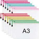 A3 Plastic Zip Wallets - 12PCS A3 Zip Lock Bags Plastic Document Folders Mesh Zipper File Bags Waterproof Travel Storage Pouch for School Office Supplies, Puzzles, Board Games & Craft Projects