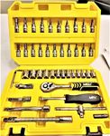 46-Piece Mega Brand 1/4" Drive Socket Set: Professional-Grade Tool Kit with Durable Case, Ratchet Handle, Extension Bars, and Accessories - Ideal for Automotive, Home Repairs, and DIY Projects