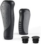 PRUNUS Bike Handlebar Grips Long Short, Mountain Bike Grips in Non-Slip Rubber for Twist Shift, MTB grips Suitable for MTB Mountain Bike, Road Bike, Trekking Bike, Scooter (Black+Grey) (125mm+92mm)