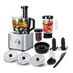 Food Processor, TopStrong 11-in-1 food processor and blender with Chopping Blending Kneading Grinding Whisking Juicing, 1100W, 3 Speeds Plus Pulse, 3.2 L Bowl and 1.5L Jug Blender, Color Silver