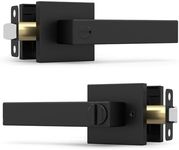 Mega Handles - ROBELL Privacy Door Handle with Lock - Door Handle for Bedrooms & Bathroom, Interior Door Lever - Modern Door Locks for Bedrooms, Door Lever with Handle Lock in Matte Black - 1 Pack