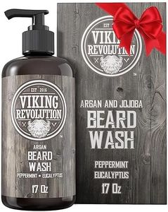 Beard Wash Shampoo w/Argan & Jojoba Oils - Softens & Strengthens - Natural Peppermint and Eucalyptus Scent - Beard Shampoo w/Beard Oil (17 oz Shampoo)