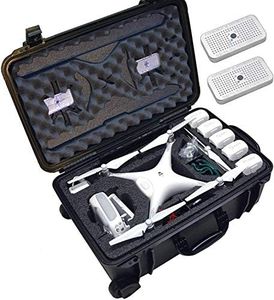 Case Club Pre-Cut Waterproof Drone Case with Wheels, Extension Handle & 2 Moisture Absorbing Silica Gel - Fits DJI Phantom 4 (Propellers On)