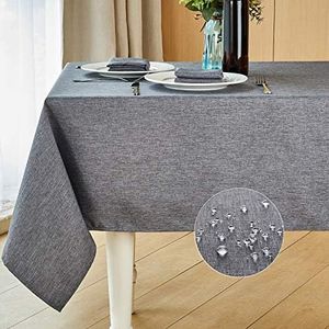 Mebakuk Rectangle Table Cloth Linen Farmhouse Tablecloth Waterproof Anti-Shrink Soft and Wrinkle Resistant Decorative Fabric Table Cover for Kitchen (Oblong 52 x 70 Inch (4-6 Seats), Dark Grey)