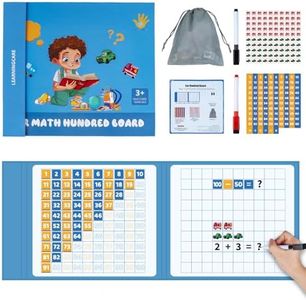 Magnetic Math Hundred Board 1-100 Numbers with 100 Cars Counters Educational Toys Montessori Math Counting Board Game for Preschool Boys Girls Age 3+