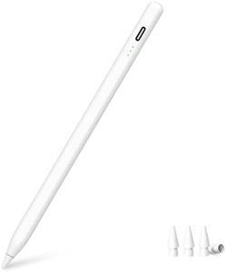 Stift für iPad (2018-2026) - Kompatibel mit iPad Pro 12.9" (M4/M3/M2), Air 7/6/5/4/3, i-Pad 11 A16-6 Gen und Mini 5/6/7-2X Schnellladung, Neigungssensitivität und Palm-Rejection-Technologie, Weiß