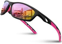 RIVBOS Womens Sunglasses Polarized TR90 Unbreakable Frame Sports Driving Fishing Cycling RB833-Black&Pink