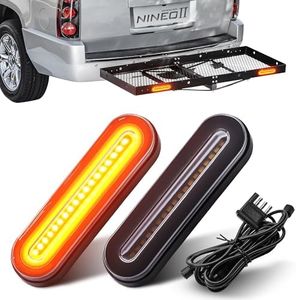 NINEO LED Trailer Light Kit, Hitch Cargo Carrier Stop Brake Turn Signals, 5-inches Red+Yellow Oval Light Kit W/4 Pin Harness Suitable for Luggage Rack Trailer Rack, Pack of 2
