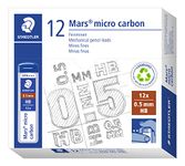Staedtler Mars Micro Carbon Mechanical Pencil Leads-Pack Of 12 Tubes,Black
