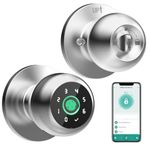 GHome Smart 4 in 1 Smart Fingerprint Door Knob with Keypad Smart Door Lock, Biometric Door Knobs & App Control, Keyless Door Lock for Room, Garage, Office, Apartment (Sliver)