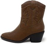 Soda Picotee Women Western Cowboy Cowgirl Stitched Ankle Boots (10, DK TAN PU)